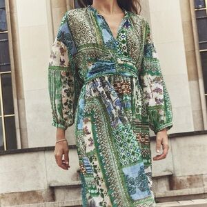 Zara Patchwork Midi Dress